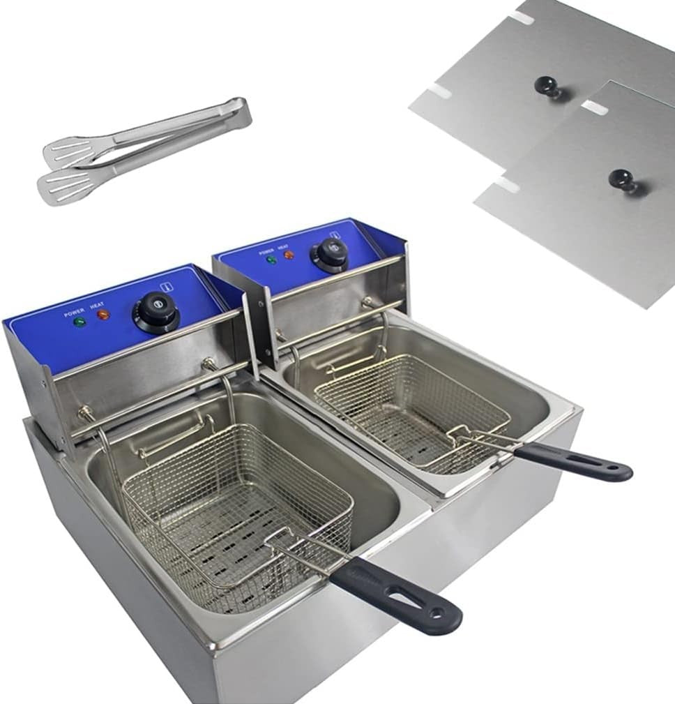 20L Double Deep Fat Fryer 5000W Commercial Stainless Steel Countertop