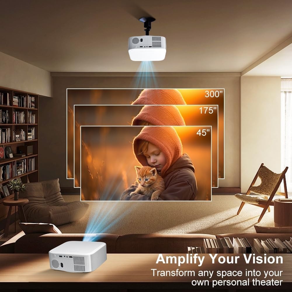 Smart 1080P Projector WiFi 6 Bluetooth Electric Focus Auto Keystone 4K
