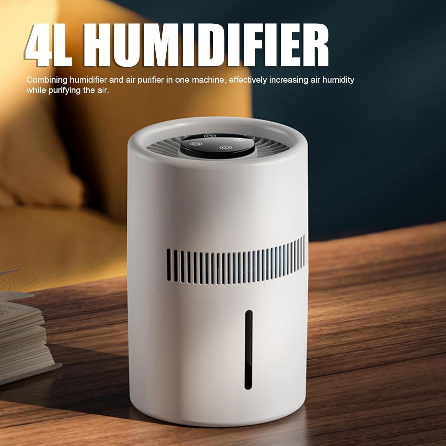 2 in 1 Air Purifier Humidifier HEPA Quiet 4L Tank Bedroom