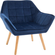 Navy Blue Velvet Armchair Wide Arm Accent Chair Modern Bedroom Lounge Seat