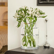 Clear Glass Cylinder Vase 23cm Gold Rim Wedding Table Centrepiece Decor