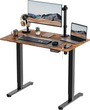 Rustic 100x60cm Electric Standing Desk with USB-C & Memory Control Panel