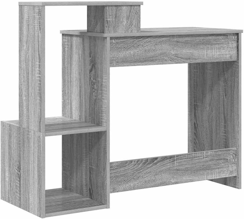 Grey Sonoma Desk 106x40cm Modern Office Table with Storage Shelves