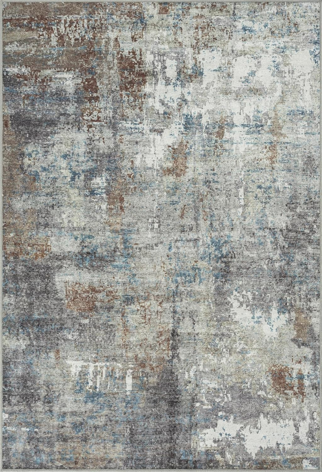 Washable Rug 200x290cm Non-Slip Vintage Blue Brown Soft Area Carpet Living Room