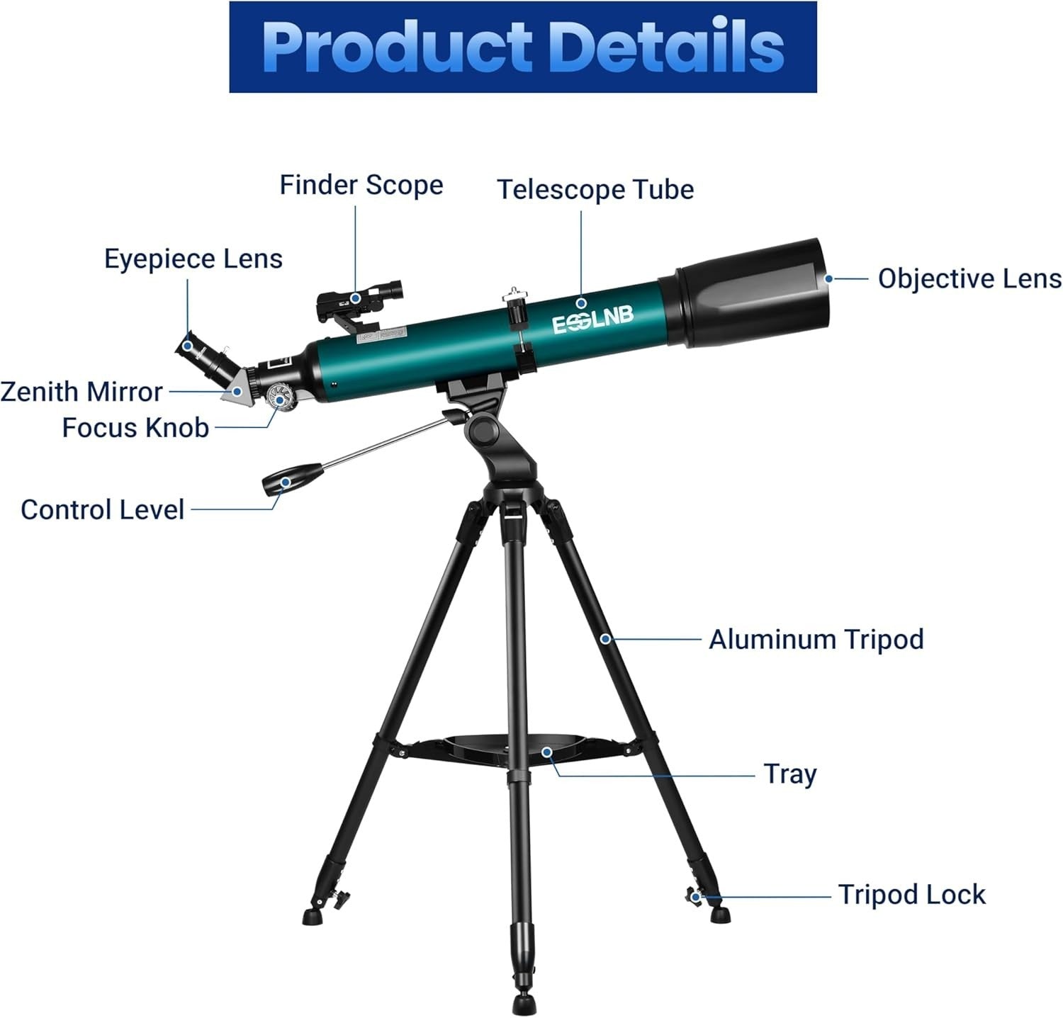 Telescope for Astronomy with Smartphone Adapter & Adjustable Tripod