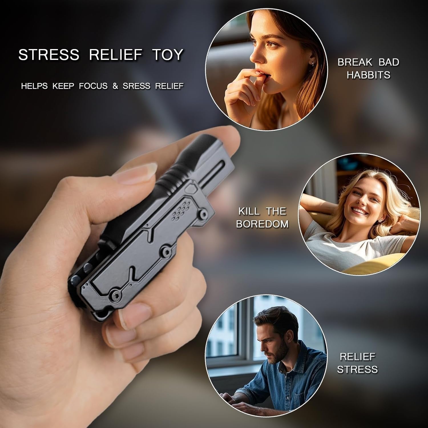Metal Fidget Slider Stress Relief EDC Clicker for ADHD Focus
