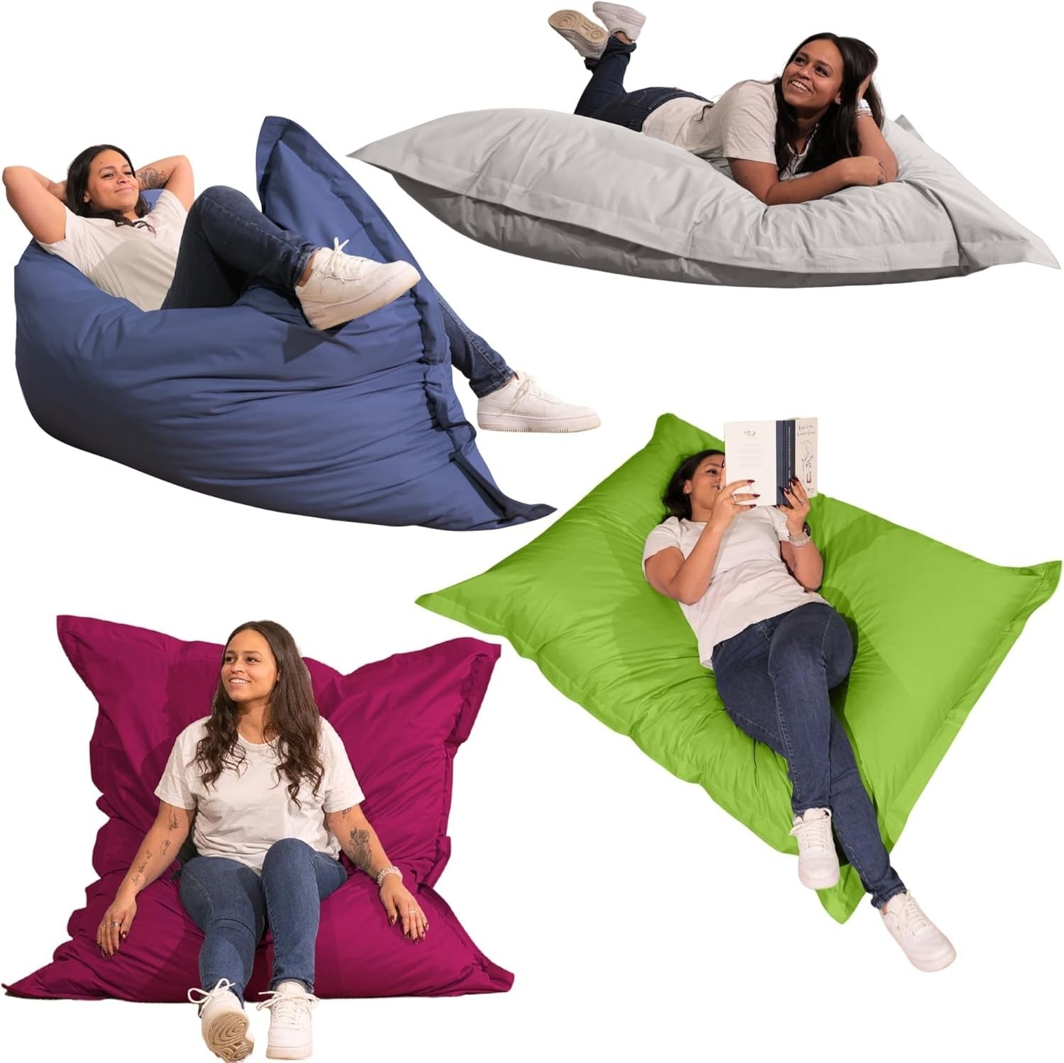 Green Outdoor Waterproof Bean Bag Chair for Adults & Kids – Removable Cover