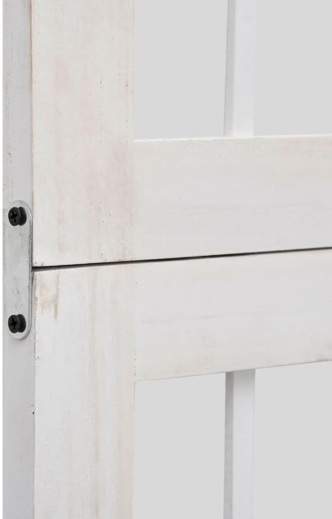 4 Panel White Wooden Room Divider 145x200cm Folding Privacy Screen for Bedroom