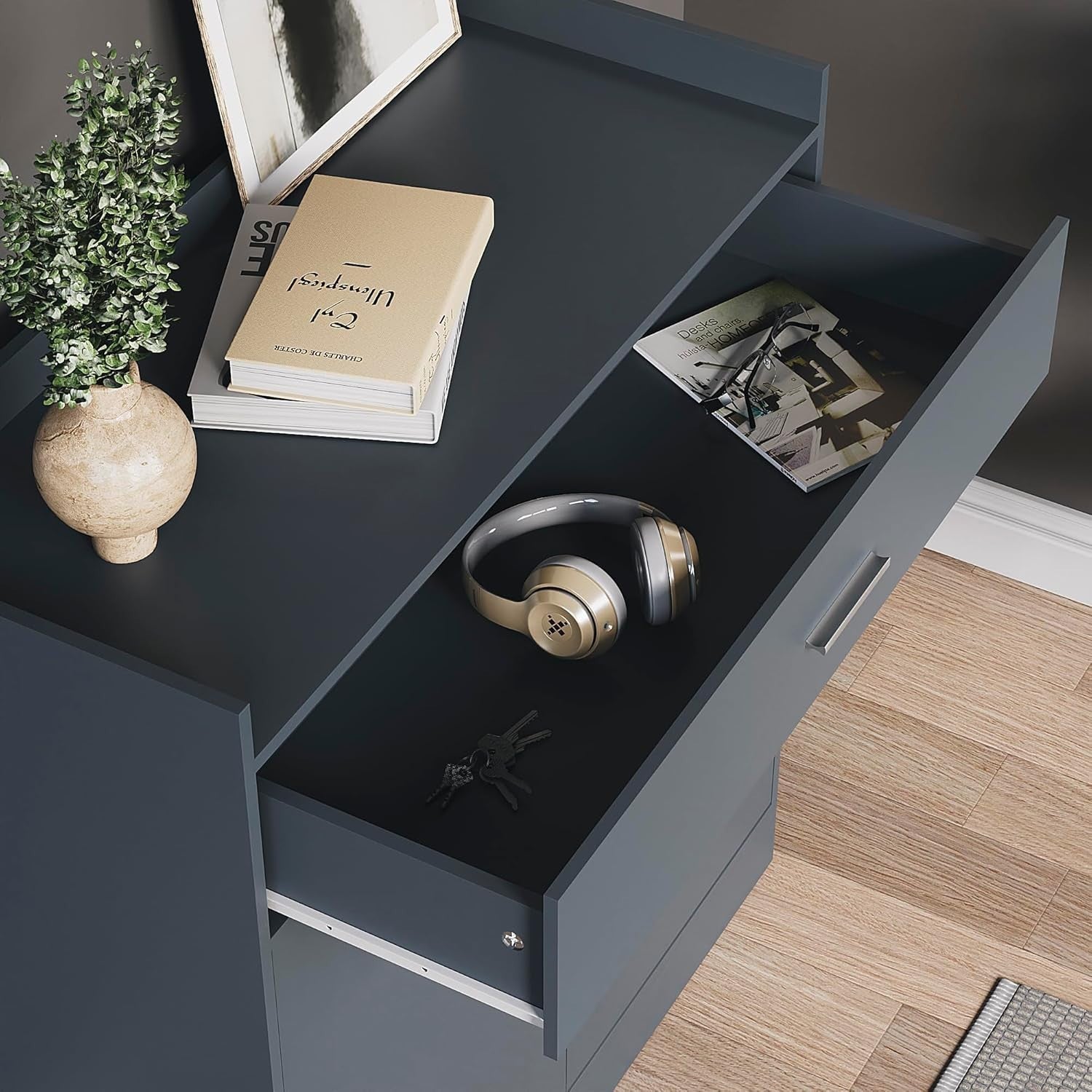 Modern Grey Shoe Cabinet with Drawer Hallway Cupboard 82x34x90cm