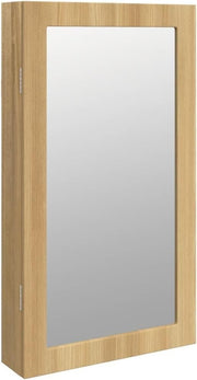 Brown LED Mirror Jewellery Cabinet Wall Mounted Lockable Storage