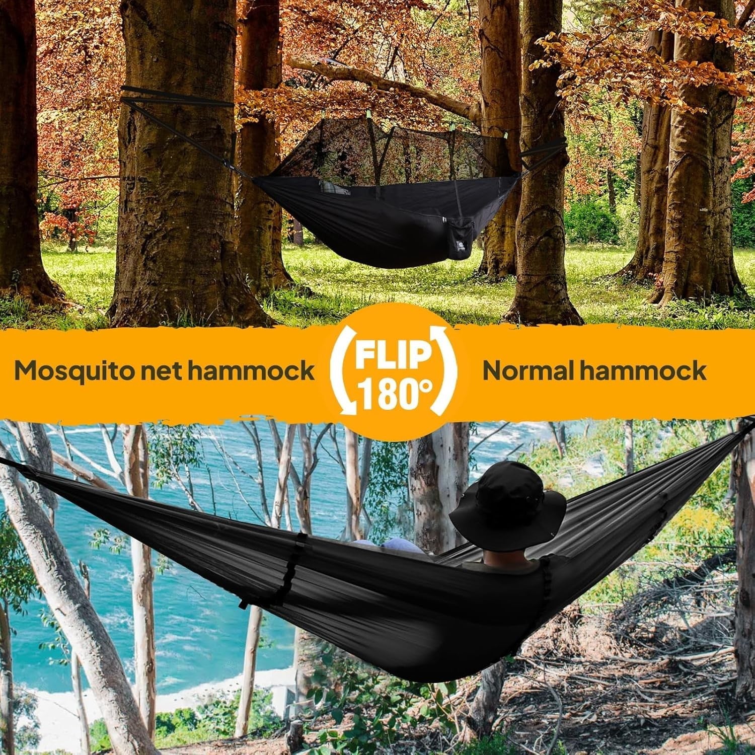 XL Camping Hammock with Mosquito Net 300kg Load 300x200cm Outdoor Travel Gear