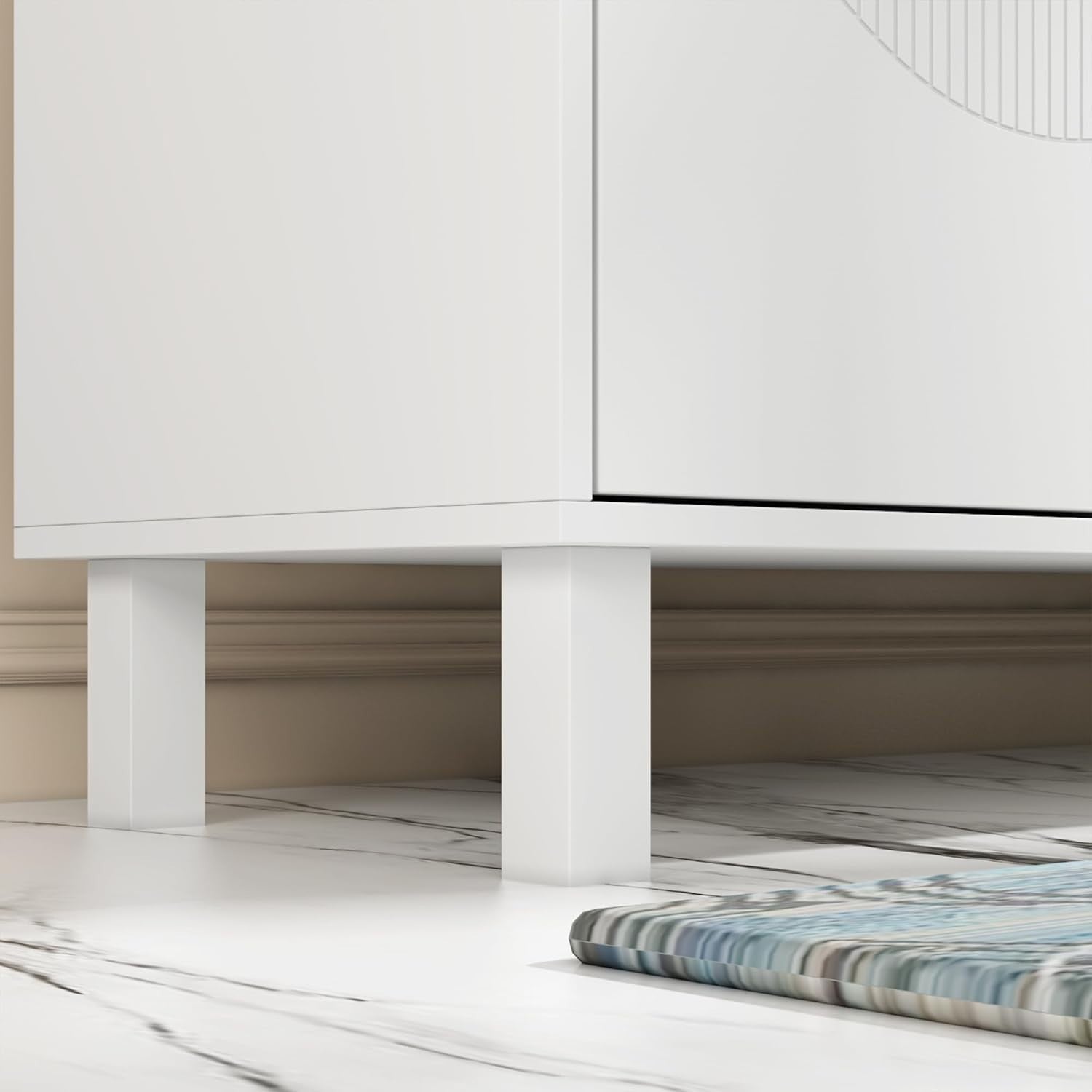 White Sideboard Buffet Storage Cabinet 4 Doors 2 Drawers Modern 160cm