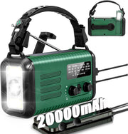 Emergency Solar Hand Crank Radio 20000mAh AM/FM/NOAA Army Green
