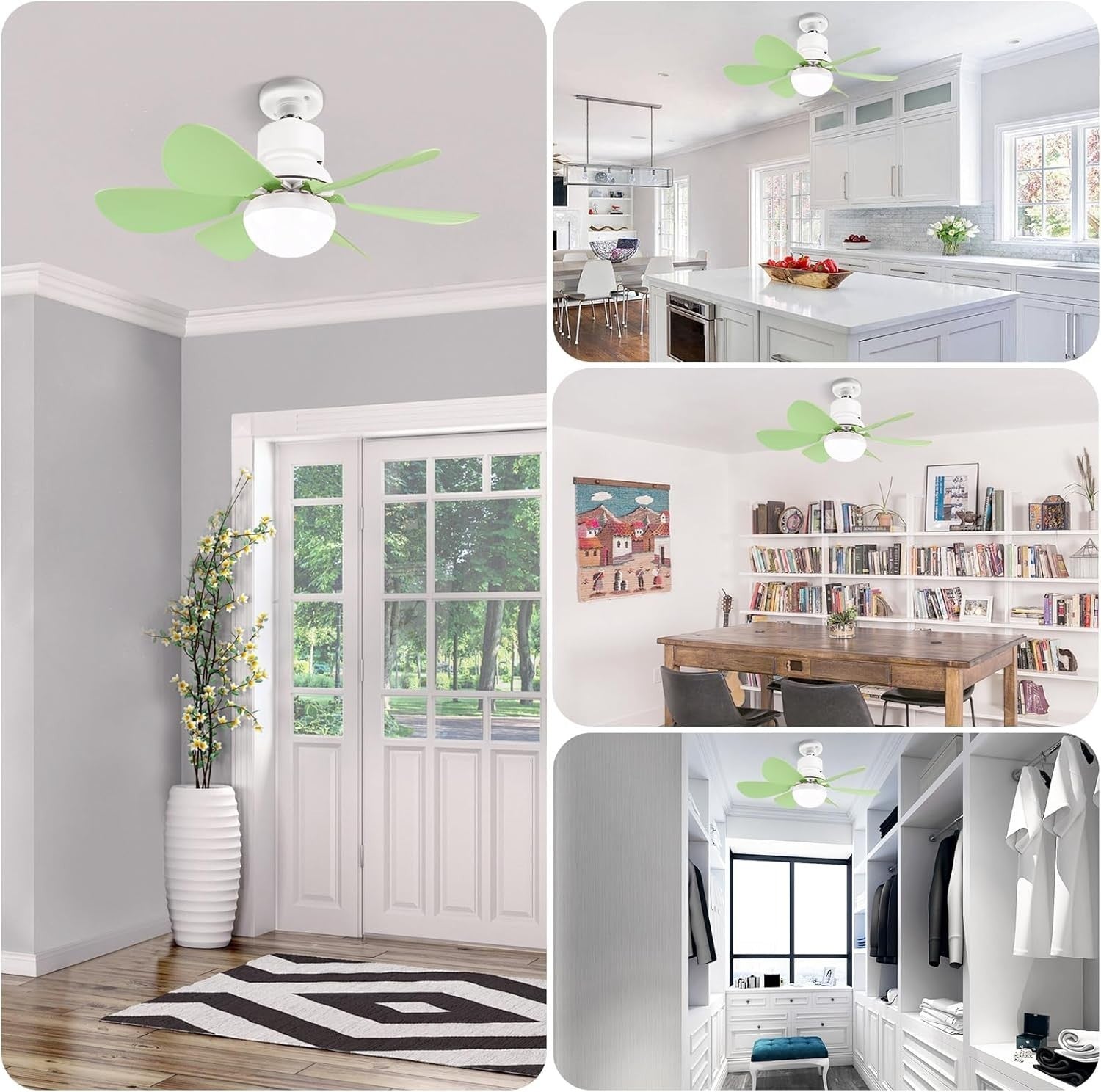 30W Ceiling Fan with Lights Dimmable 3 Speeds 6 Blades Remote Pink