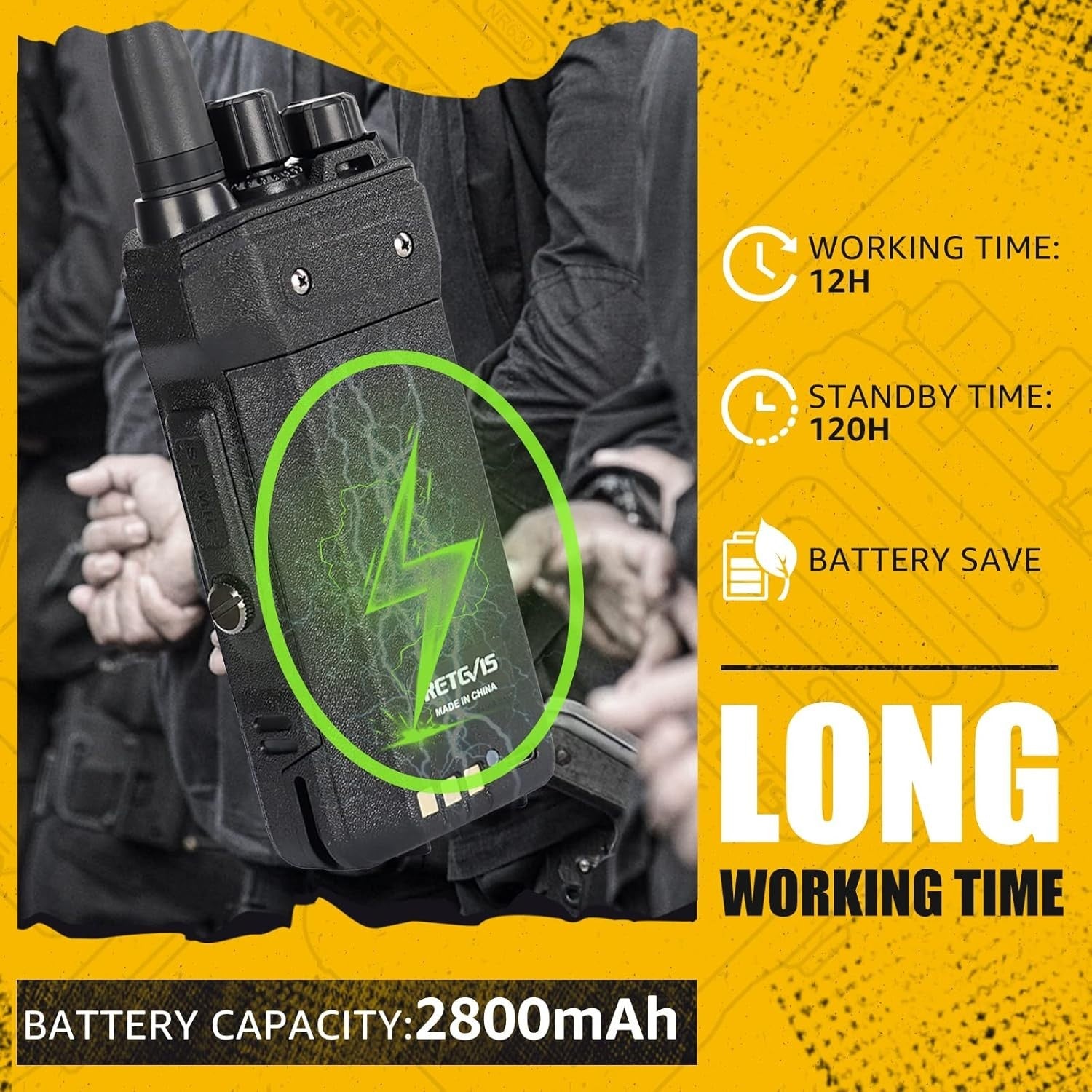 IP67 Waterproof Walkie Talkies 2 Pack Long Range 2800mAh Group Call