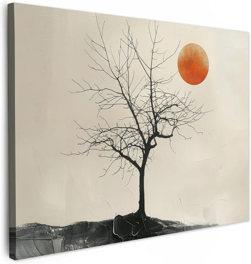Tree Canvas Wall Art 40x30cm Modern Nature Moon Print
