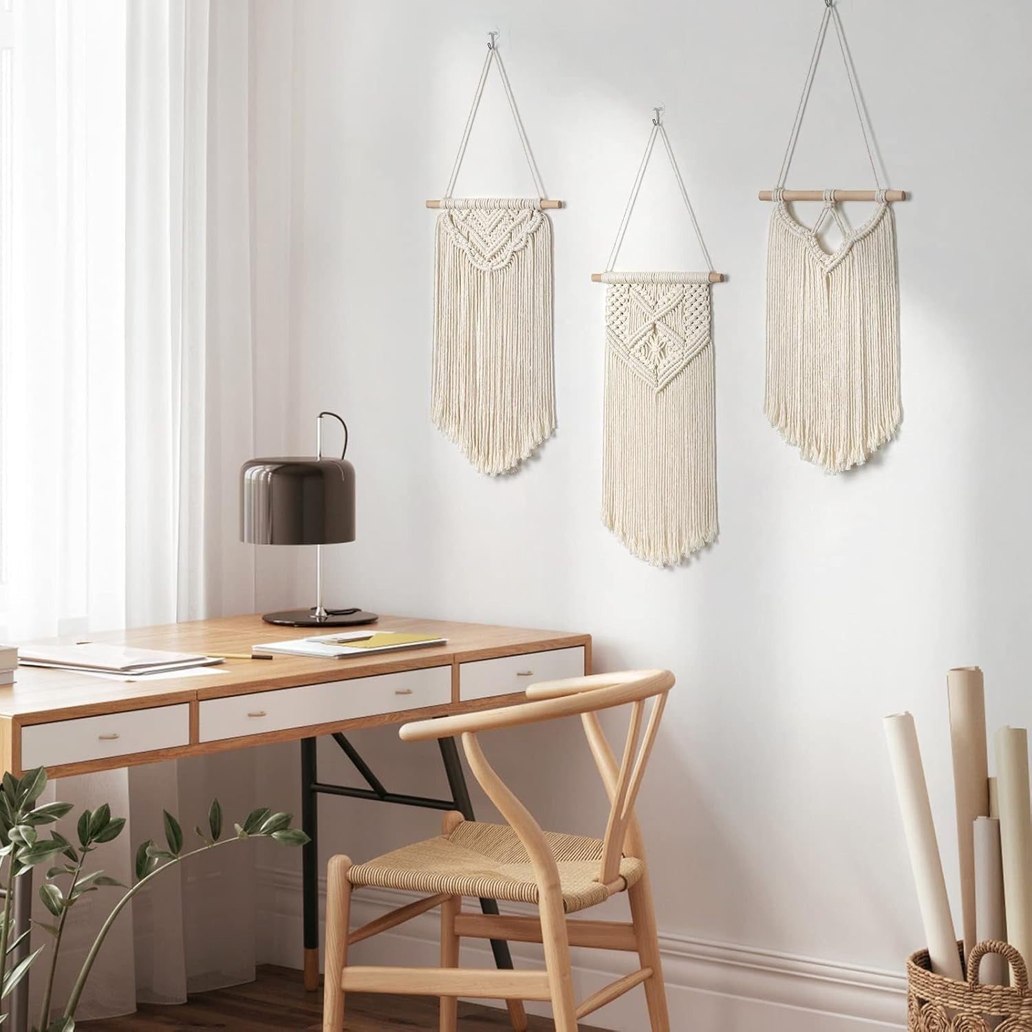 3pcs Boho Macrame Wall Hanging Cotton Woven Tapestry Decor