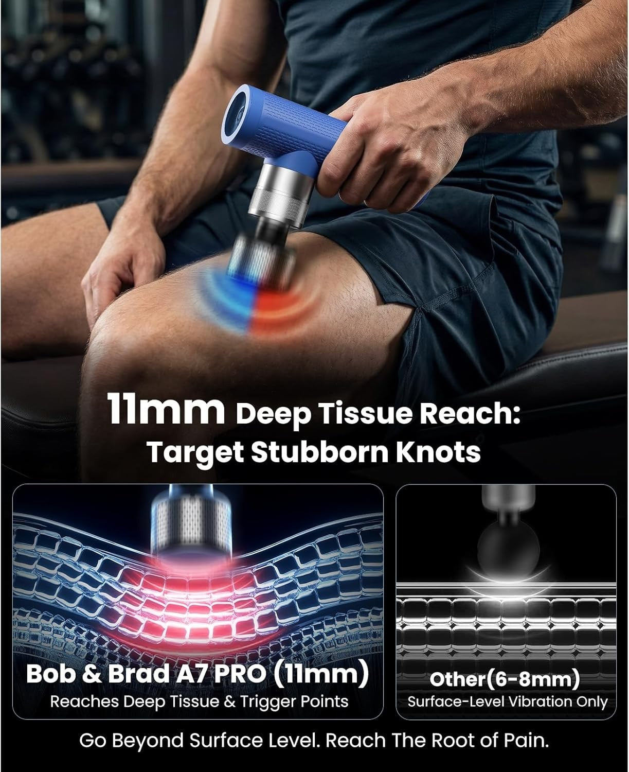Mini Deep Tissue Massage Gun Heat & Cold Therapy Quiet 11mm 3200RPM Case