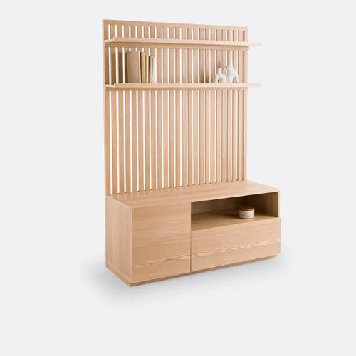 Modern Ash Veneer TV Unit with Shelves & Storage | 190cm HiFi Stand