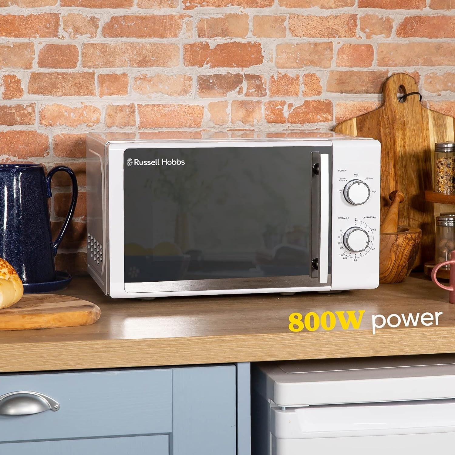 20L 800W White Solo Microwave Manual Timer Defrost Easy Clean