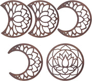 Moon Phase Wall Decor Wooden Boho Lotus Hanging Art