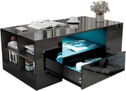 Blisswood LED Coffee Table with 2 Drawers, High Gloss Top & RGB Lights 95x55cm