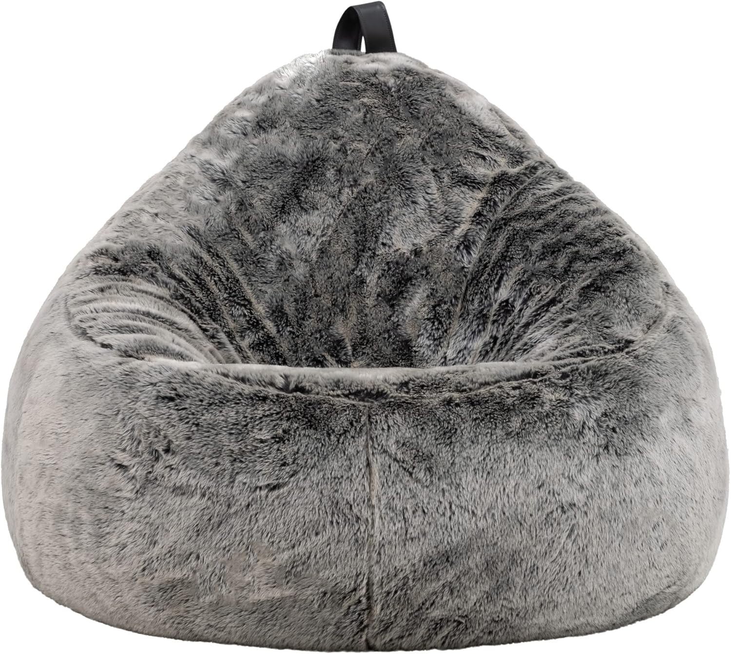 Large Faux Fur Bean Bag Chair Grey Adult Cozy Lounge Seat Living Room