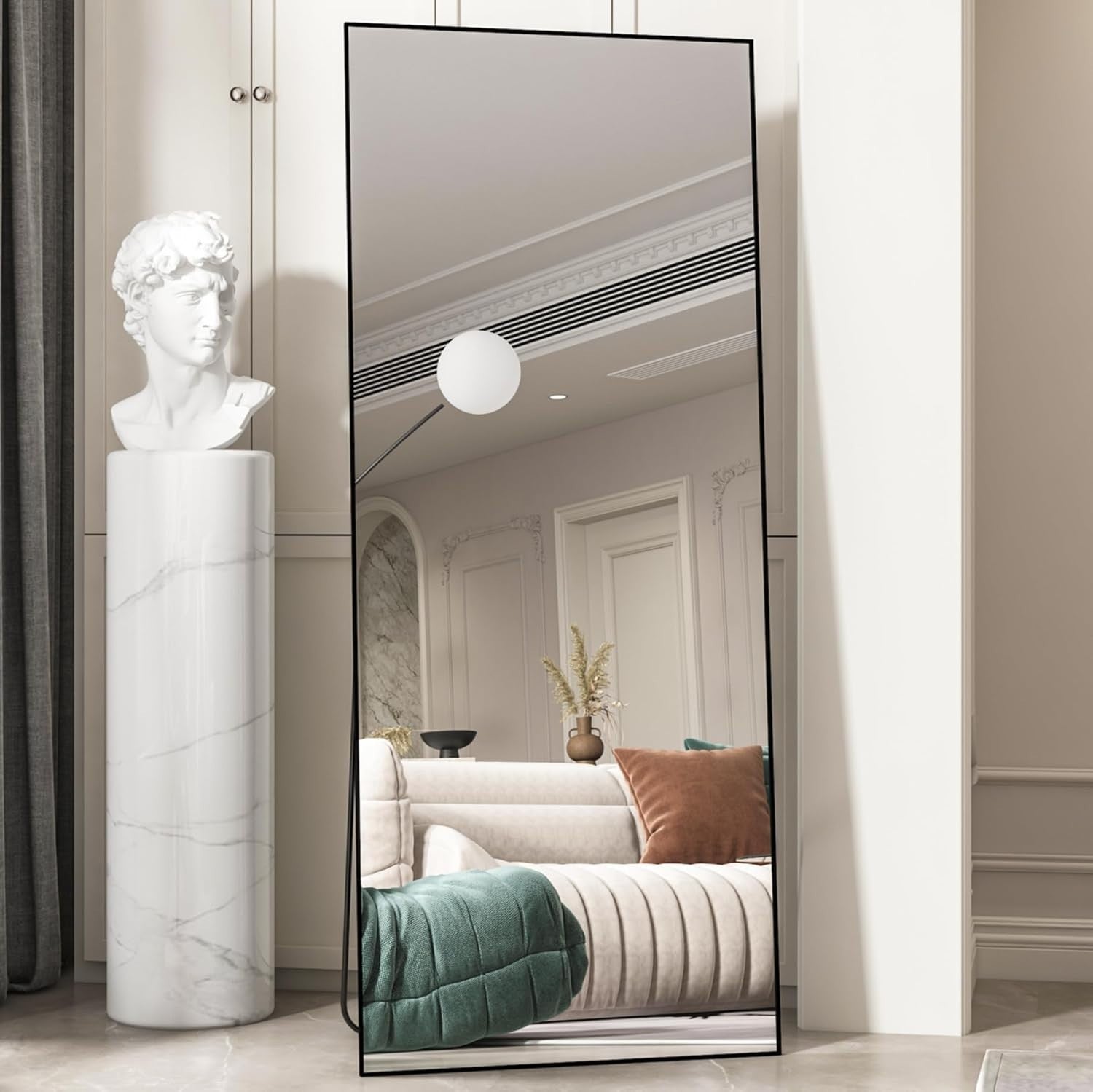 Large Full Length Floor Mirror 165x60cm, Stable Aluminum Frame, Shatterproof