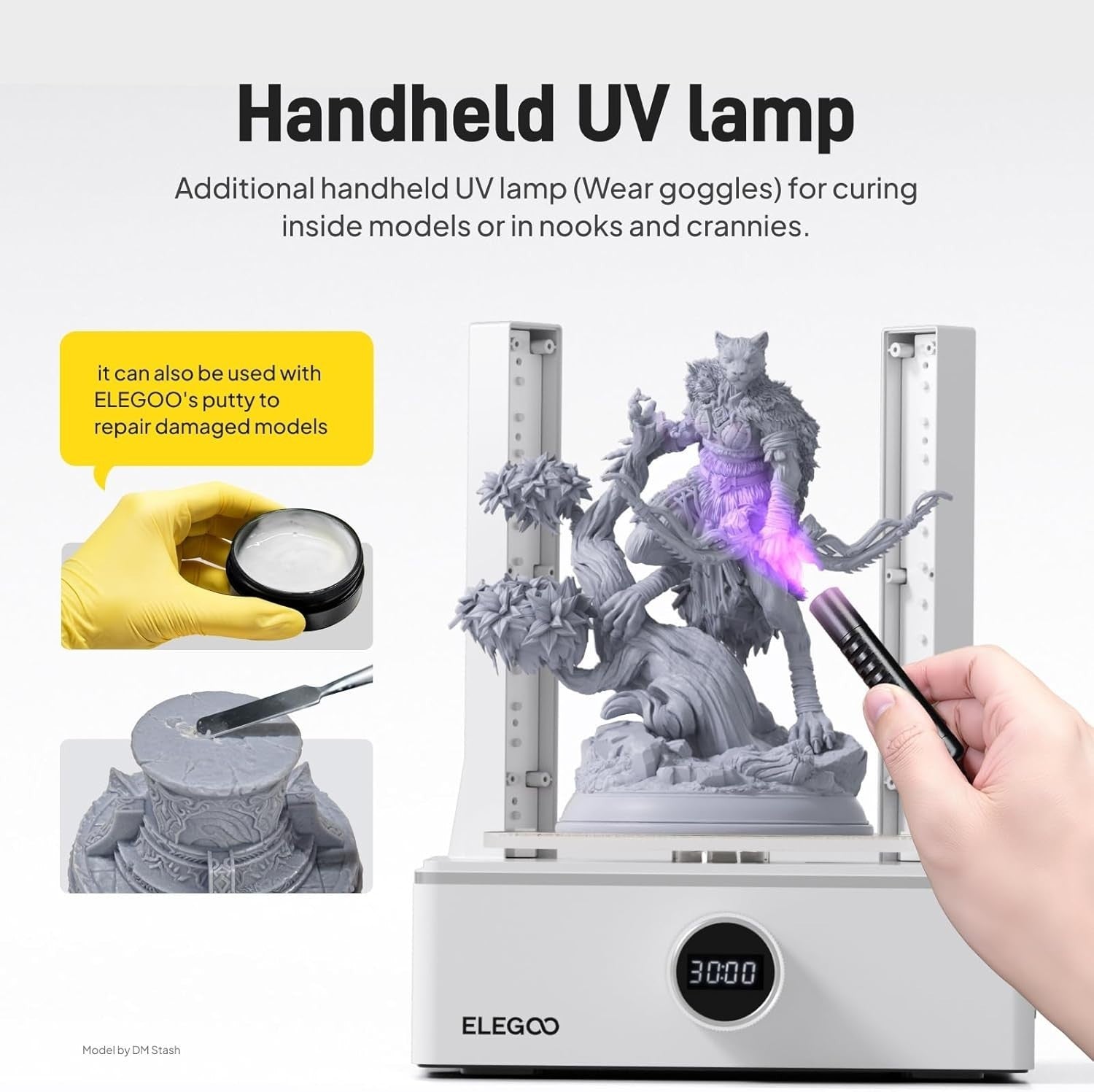 Resin Wash & Cure Station Large Models 360° UV Handheld Lamp