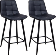 Black Faux Leather Bar Stools Set of 2 – Padded Kitchen Chairs