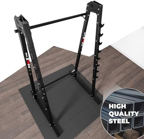Multicolor/Red Adjustable Squat Rack & Bench Press Home Gym Strength Set