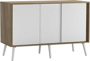 Modern Oak Sideboard Storage Cabinet Sliding Doors White Cupboard Unit