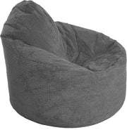 Classic Grey Corduroy Beanbag Chair with Filling - Large Comfortable Seat