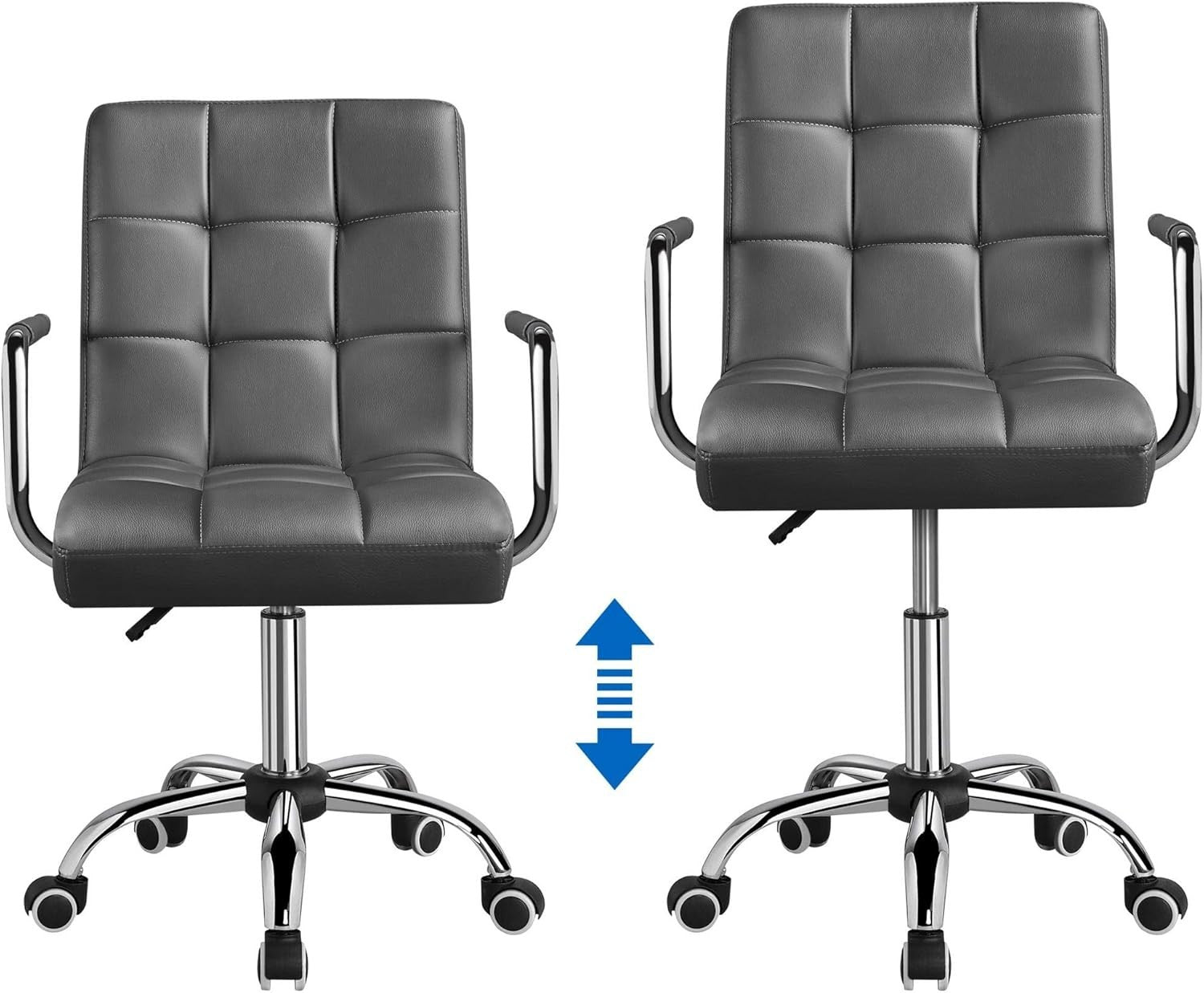 Grey Faux Leather Office Desk Chair Adjustable Height Swivel Study Home