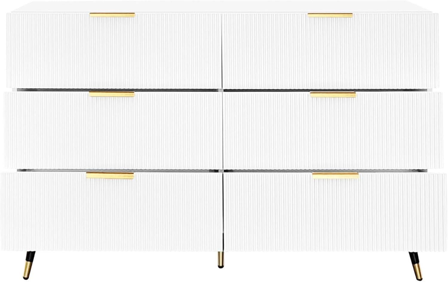 White 6 Drawer Sideboard Storage Cabinet RGB LED Lighting 120x40x77cm