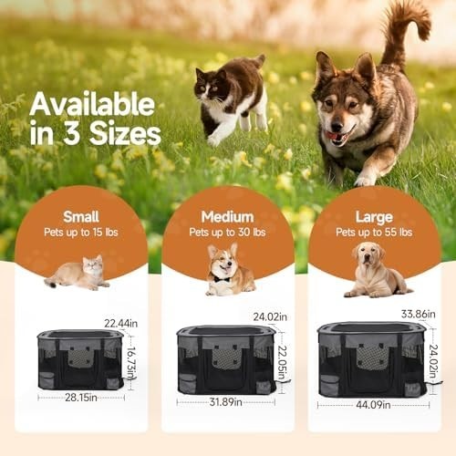 Portable Large Puppy Play Pen Foldable Grey Dog Cat Cage