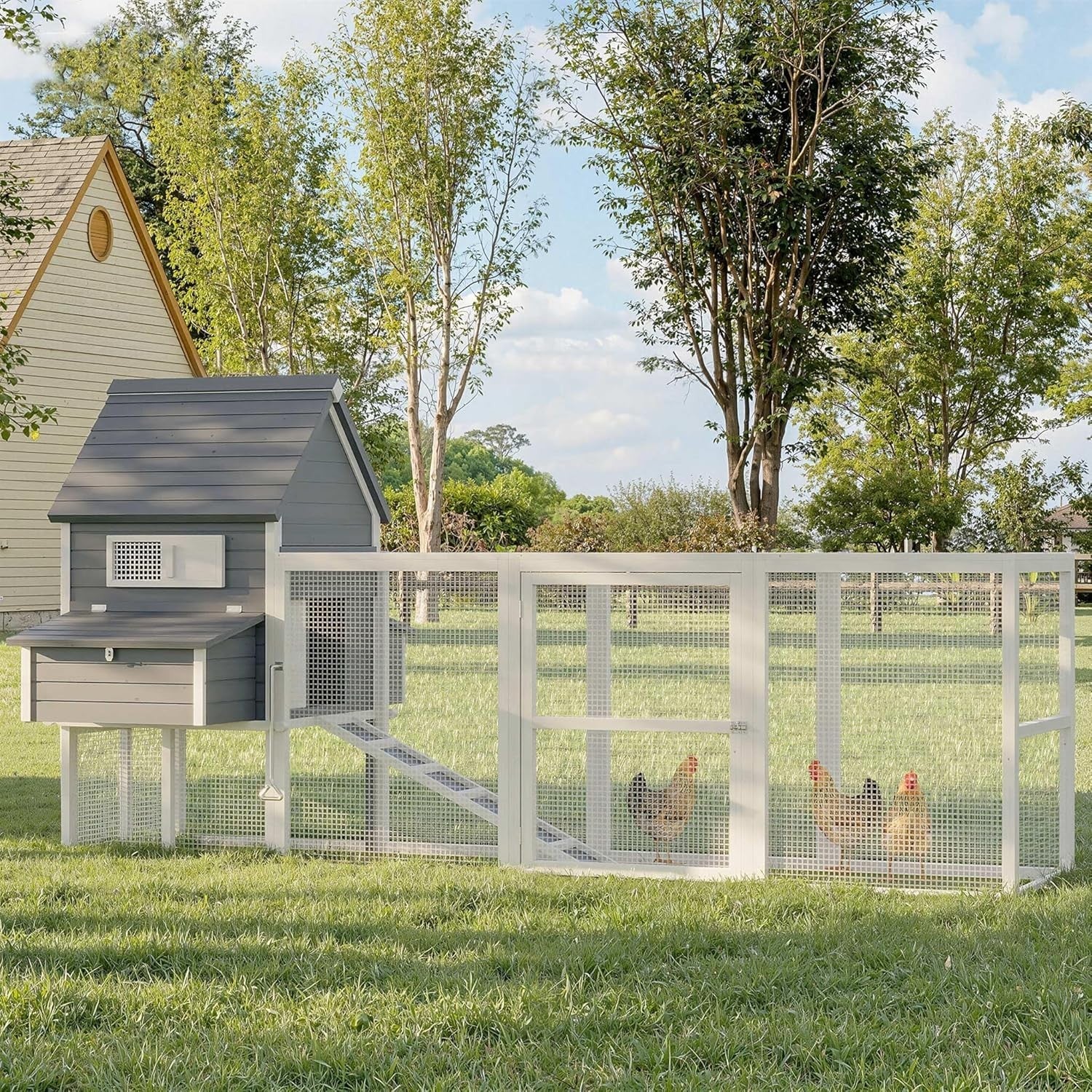 Large Grey Chicken Coop 310x150x150cm Run Nest Box