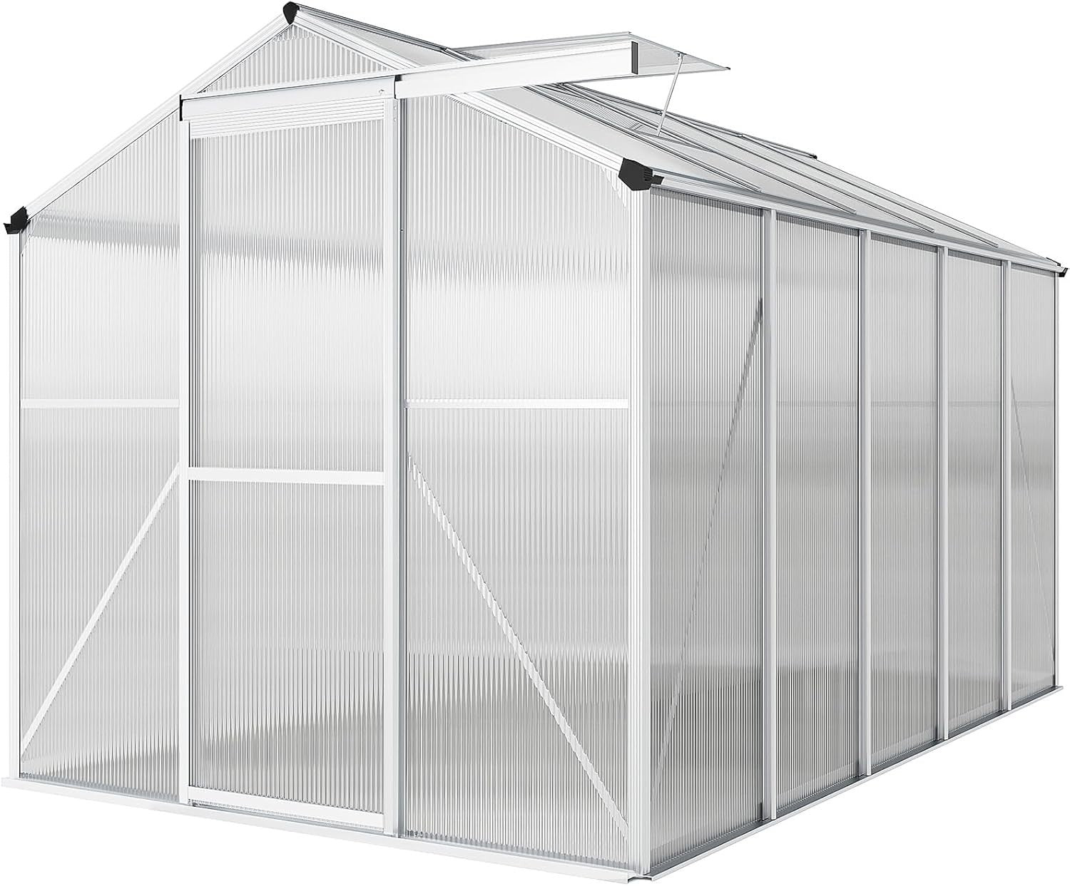 10x6ft Polycarbonate Greenhouse | Aluminium Frame Walk-In Garden Grow Tent