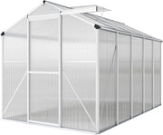 10x6ft Polycarbonate Greenhouse | Aluminium Frame Walk-In Garden Grow Tent