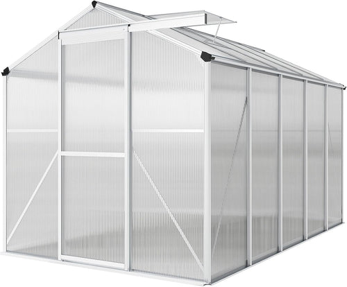 10x6ft Polycarbonate Greenhouse | Aluminium Frame Walk-In Garden Grow Tent