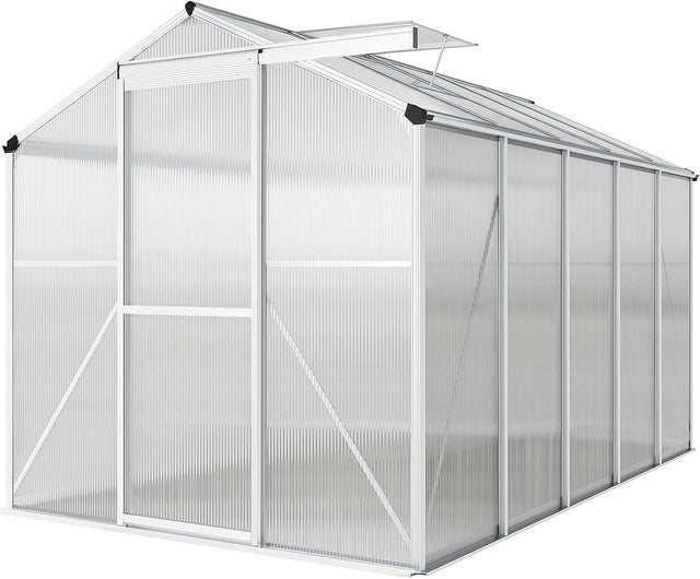 10x6ft Polycarbonate Greenhouse | Aluminium Frame Walk-In Garden Grow Tent