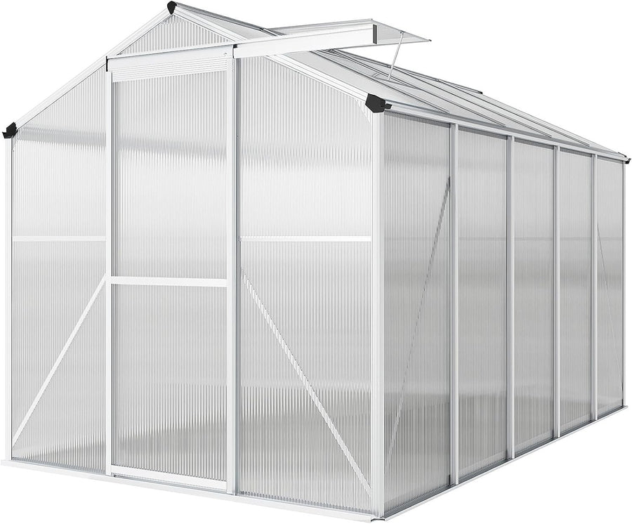 10x6ft Polycarbonate Greenhouse | Aluminium Frame Walk-In Garden Grow Tent