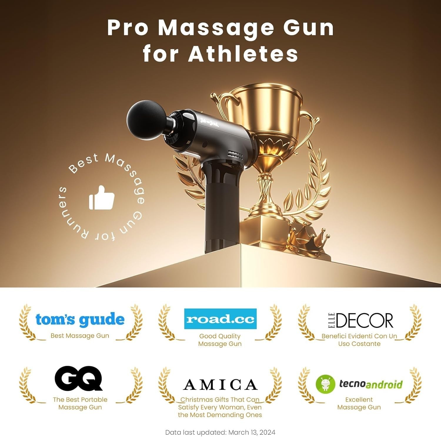 Deep Tissue Massage Gun 10mm Amplitude 4000mAh Quiet Percussion Pain Relief