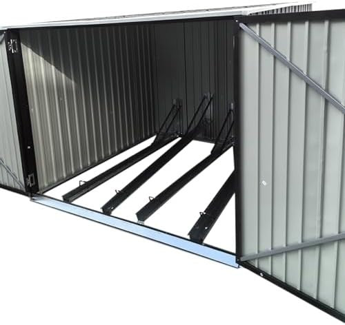 Metal Garden Bike Shed Pent Roof 4-Bike Locking Racks Outdoor Storage