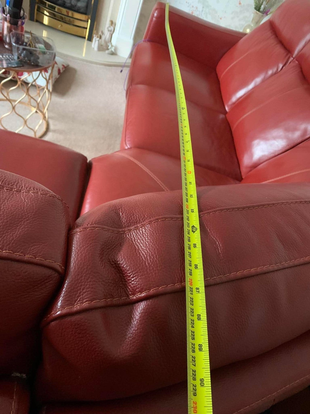 Rustic Red Leather Corner Sofa + Armchair (PTP)