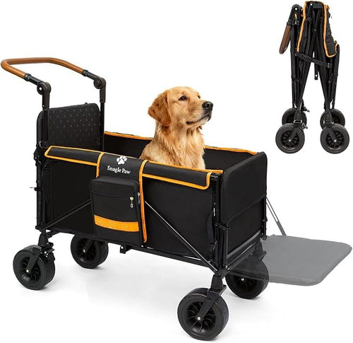 Heavy Duty Dog Stroller for Large Dogs Foldable Terrain Pushchair Ramp