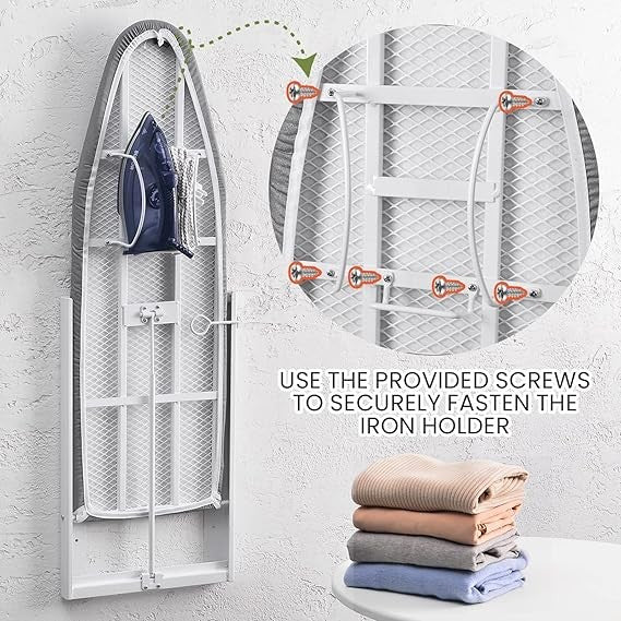 Wall Mounted Folding Ironing Board with Iron Holder Space Saving Design