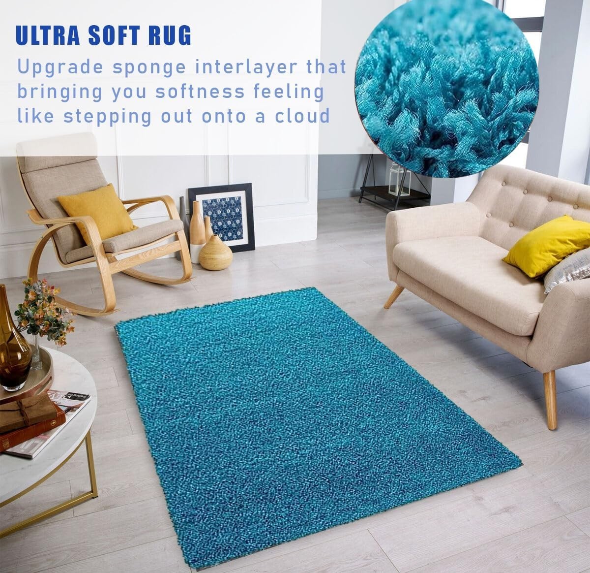 Extra Large Shaggy Rug 160x230cm 5cm Thick Soft High Pile Teal Carpet