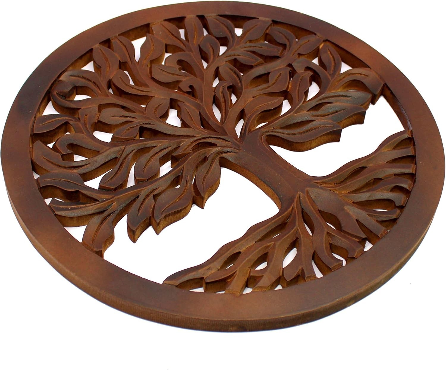 Wooden Tree of Life Wall Hanging Home Decor Brown Sculpture