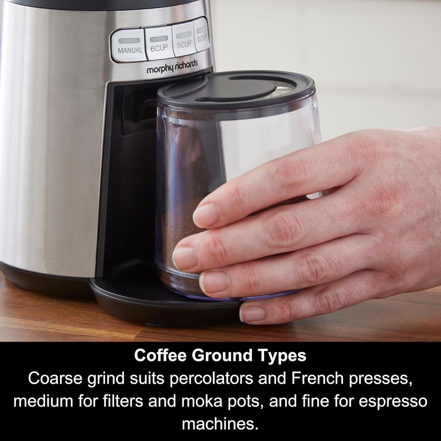 Electric Coffee Grinder 20 Settings, Burr Precision, 200g Capacity